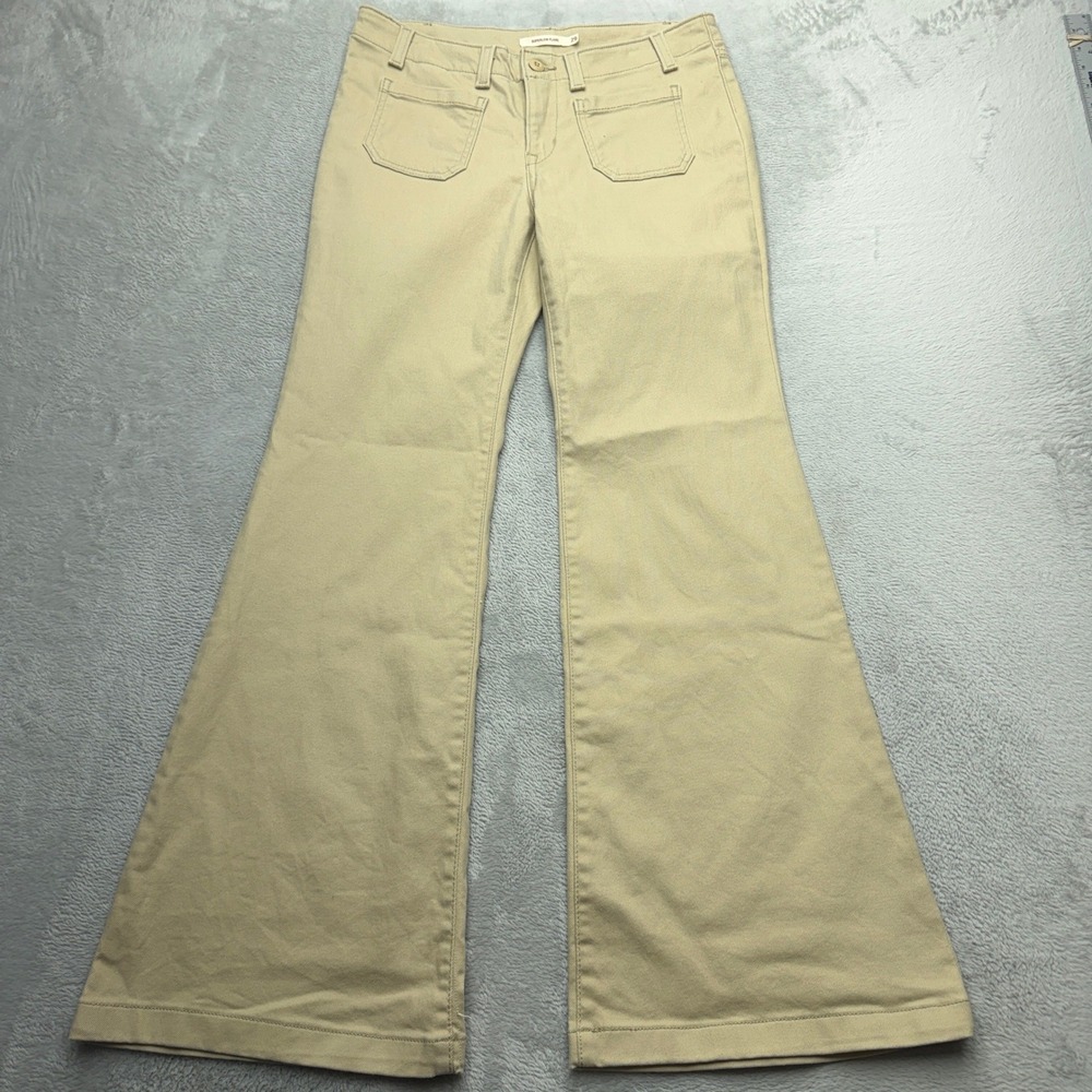 Levis Superlow Flare Pants Womens 29 Low Rise Tan Khaki Twill Cotton Blend